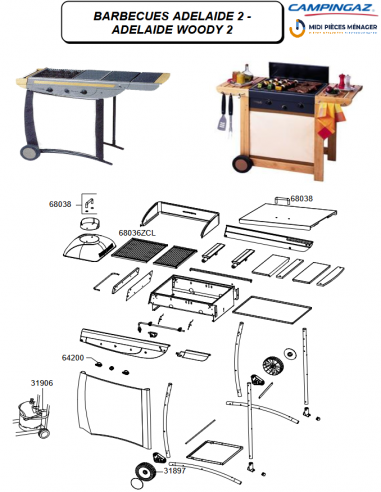 GRANDE GRILLE EN FONTE POUR BARBECUE CAMPINGAZ...