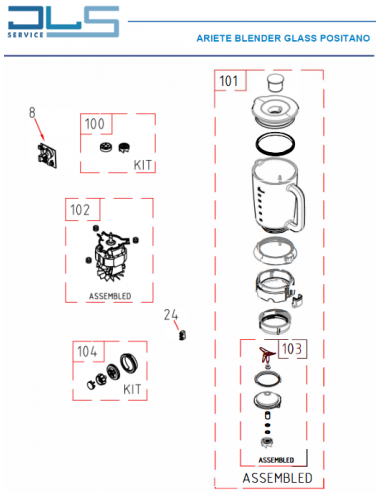 ENSEMBLE CARAFE POUR BLENDER 583 ARIETE AS00009029