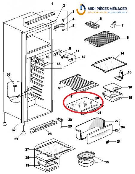 CLAYETTE BAC À LÉGUMES POUR REFRIGERATEUR WHIRLPOOL C00628267