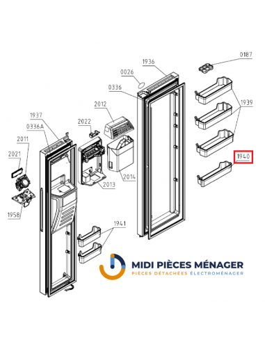 CONTENEUR DE PORTE S6 INFÉRIEUR HL 031 REFRIGERATEUR HISENSE 919030