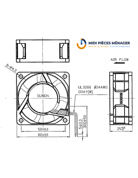 VENTILATEUR AC AXIAL MAGLEV 60X60X25