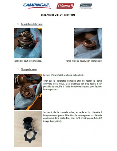 KIT MINI VALVE pour kayak BOSTON sevylor...
