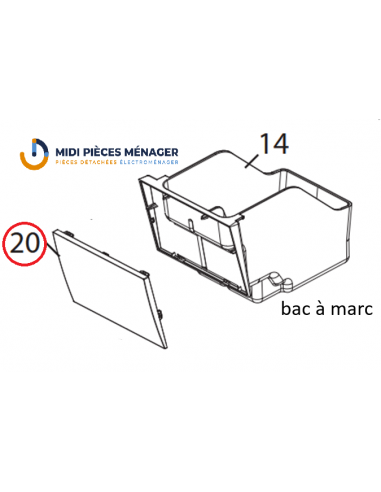 FAÇADE GRISE TIROIR À MARC POUR CAFETIERE DELONGHI AS13200171