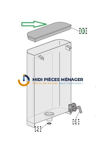 COUVERCLE RÉSERVOIR EAU DELONGHI LATTISSIMA ONE 53132D1053