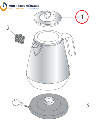 Couvercle noir de bouilloire Delonghi AS00007300