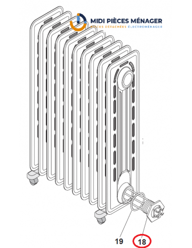 Résistance 2000W 230V pour radiateur Delonghi AS00009055