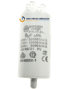 CONDENSATEUR 9mf 450V LAVE LINGE