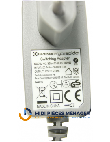 ENSEMBLE PLINTHE , CHARGEUR NOIR 18V POUR ASPIRATEUR ELECTROLUX 4055478434