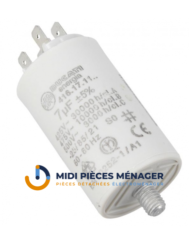 7,0UF-450V FASTON 6,3MM CONDENSATEUR DE DÉMARRAGE